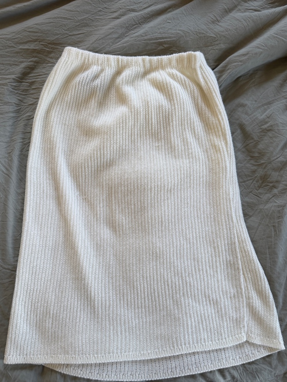 Vintage White Knit Midi Skirt - Classic Women's Skirt